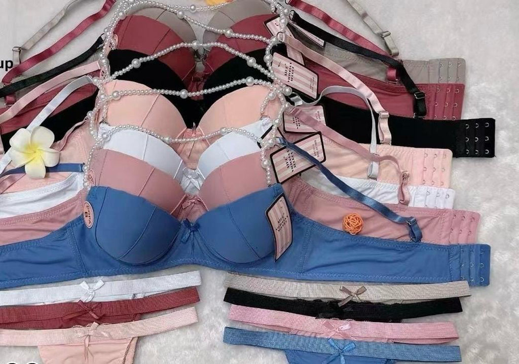 Luxe Rosewood Bra & Thong Set - Beaded Straps & Padded Cups