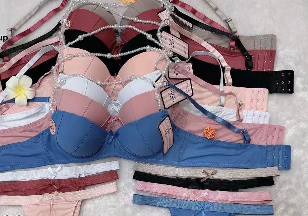 Luxe Rosewood Bra & Thong Set - Beaded Straps & Padded Cups